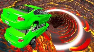 Beamng Drive - Lava Map Car Jumps Into Volcano Vortex | BeamNG-Destruction
