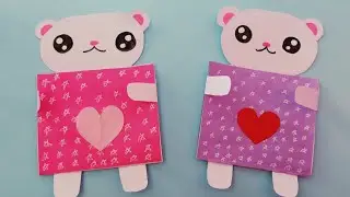 How To Make Paper Teddy Bear Card / DIY Valentine day Card / love Card  / Easy Paper Craft