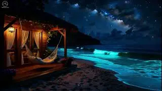 Magical Bioluminescent Beach Night | Relaxing Tropical Ocean Under Milky Way