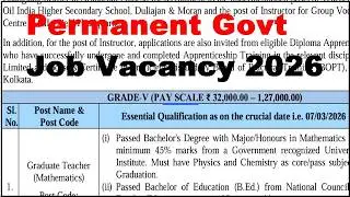 🇮🇳 Salary ₹1.27 Lakh | Permanent Teacher Vacancy 2026 ✅ Permanent Govt Job + Free Residence