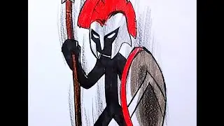 Drawing Spartan from Stick War Legacy Speed drawing easy step by step