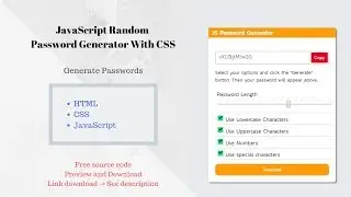 JavaScript Random Password Generator With CSS | Generate Passwords