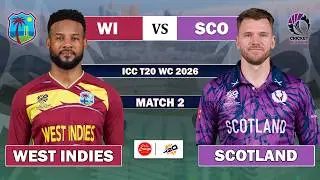 WEST INDIES vs SCOTLAND T20 WORLD CUP 2ND MATCH LIVE | SCO vs WI LIVE MATCH COMMENTARY