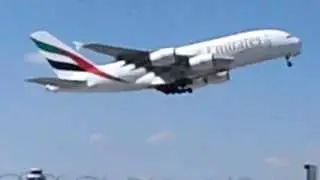 Emirates A380-800 take off Munich Airport