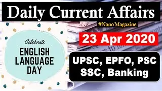 23 April Daily Current Affairs 2020 | The Hindu | PIB News in Hindi By Veer | Nano Magazine | SLV
