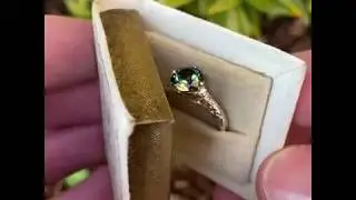 1.6 Carat Peacock Sapphire Engagement Ring Antique Mount, EraGem Sku A16594