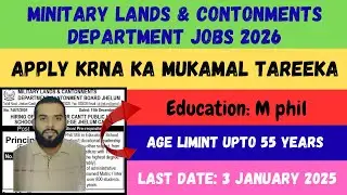 MLC Govt Jobs 2025 | Military Lands & Cantonments High Level Vacancies | MPhil Candidates Apply