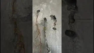 Injection product pushing the water leak out. #fyp #waterproofing #leakrepair #shorts