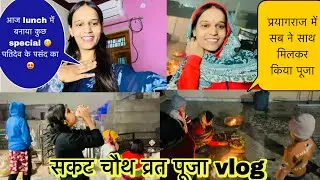 सकट चौथ व्रत🙏🏻vlog-प्रयागराज में एक साथ सब ने किया चौथ पूजा🥰आज बनायाspecial lunch😋पतिदेव कि पसंद का😍
