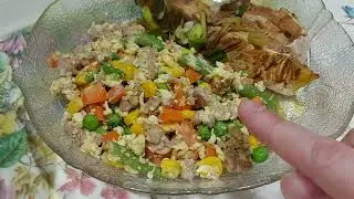 Stir-fried Mixed Vegetables w/ Minced Pork, & Meat, Tofu Seaweeds Soup +  an Apple August 31, 2025