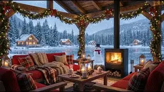 Cozy Cabin Fireplace + Christmas Piano 🎹🔥🎄 Winter Ambience for Deep Sleep