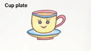 How to draw cup and plate।। Cute cup plate drawing।। Easy drawing 