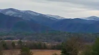 Cades Cove TN Smokey mountains enjoying the view with snow caps on the mountains! #fyp #tennessee 