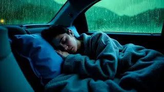 Overcome Stress 🌧️ Sleep Peacefully with Heavy Rain & Thunder Growls on Cozy Car During Stormy Nigh