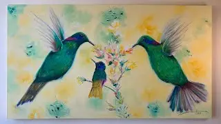 Ramon Delacruz - Pintura: Familia de colibr&iacute;es 