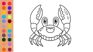 How to Draw & Color Easy Art Tips for 🦀 Crab Drawing,Painting & Coloring Drawings for Kids, Toddlers