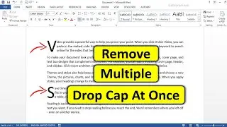 How to Remove Multiple Drop Cap At Once In MS Word