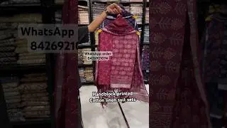 Handblock printed cotton linen suit sets #linencottonsuits #linensuits #handblockprint