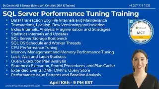 SQL Server 2022 Performance Tuning Training - April 10th - By Daniel AG