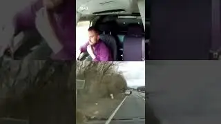 Shocking moment van driver distracted by his phone smashed into a broken down car