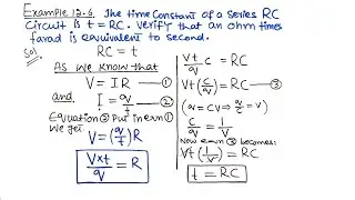 Example 12.6 | Prove that RC = t | | FSc Class 12 PHYSICS | Electrostatics chapter 12|