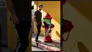 Street Illusion: The Dinosaur's Lunch Hour#StreetArtMagic #UrbanIllusions #CinematicStreet