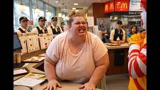 A plus-sized woman storms into McDonald&rsquo;s two minutes after breakfast has ended