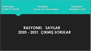 RASYONEL SAYILAR [RATIONAL NUMBERS]    l   2020 -2021 Çıkmış Yös Soruları