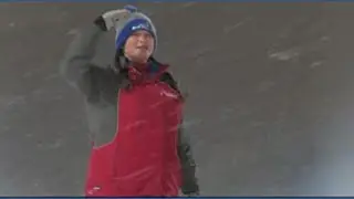 Parking lot snow mountains sit across the Triad