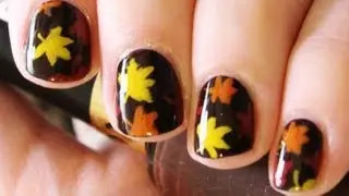 Simple Fall Leaves Nail Art
