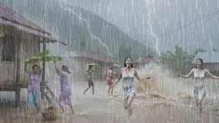 SCARY BUT BEAUTIFUL RAINSTORM 🌧️ Thunder and Heavy Rain in Indonesia | Rain Sound for Sleep