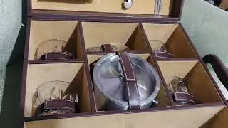 Portable Leatherette Bar Set