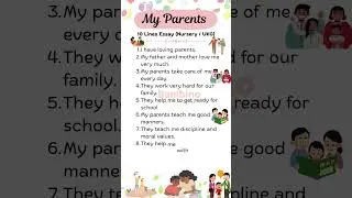 My Parents Essay in English | 10 Lines for Nursery & UKG Kids