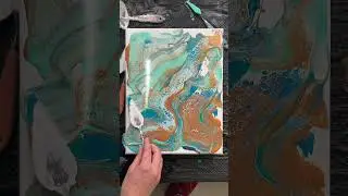 Acrylic Pour - Abstract Ocean with Gold and Blue