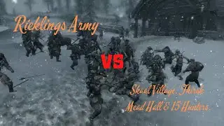 Skyrim Battles - Rieklings Army vs The Skaal, Thirsk Mead Hall & 15 Hunters