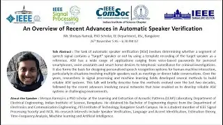 An Overview of Recent Advances in Automatic Speaker Verification - Mr. Shreyas Ramoji