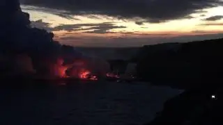 Lava flow at Kamokuna, Hawaii.