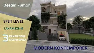 Desain Rumah Split Level 5x8 m , 3 Kamar Tidur, WaterFall