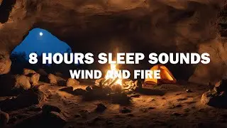 Wind Sounds for Sleeping 🛌 Cave Ambience with Fireplace Sounds for Deep Sleep and Relaxation🏕️8Hours