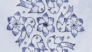 13&times;7 simple dots rangoli designs|| beginners kolam #festival designs||  Bird rangoli 🌺 trending 