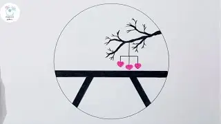 Beautiful pink heart drawing - Circle drawing - Step by step