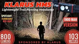 Klarus HM5 - Lightweight Trail Running Headlamp, 800 lm max, Spotlight, Floodlight, Red Light