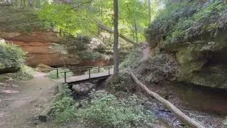 Wildcat Den State Park: Explore towering sandstone cliffs, historic mill alongside scenic creek