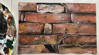Realistic Classic Bricks Painting Tutorial Using Acrylics/ By Cheryl Navarro