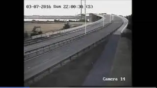 Driver Tries To Drive Off Humber Bridge At 100mph (No Sound)