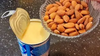 Mix Condensed milk with almonds. Dessert in 5 minutes
