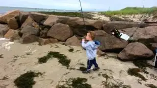 Reeling in crazy blue fish