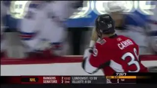 Carkner Flicks his Blood at Rangers Bench - Dec 9th 2010 (HD)