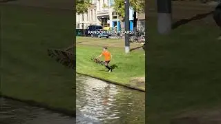 Random kid tries to cross a canal with us!