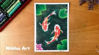 SIMPLE! Menggambar Ikan Koi dengan Gradasi Oil Pastel #teknikgradasi #crayon #oilpastel